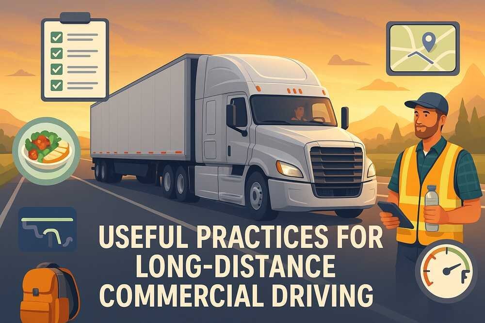 What are some useful practices for long-distance commercial driving?